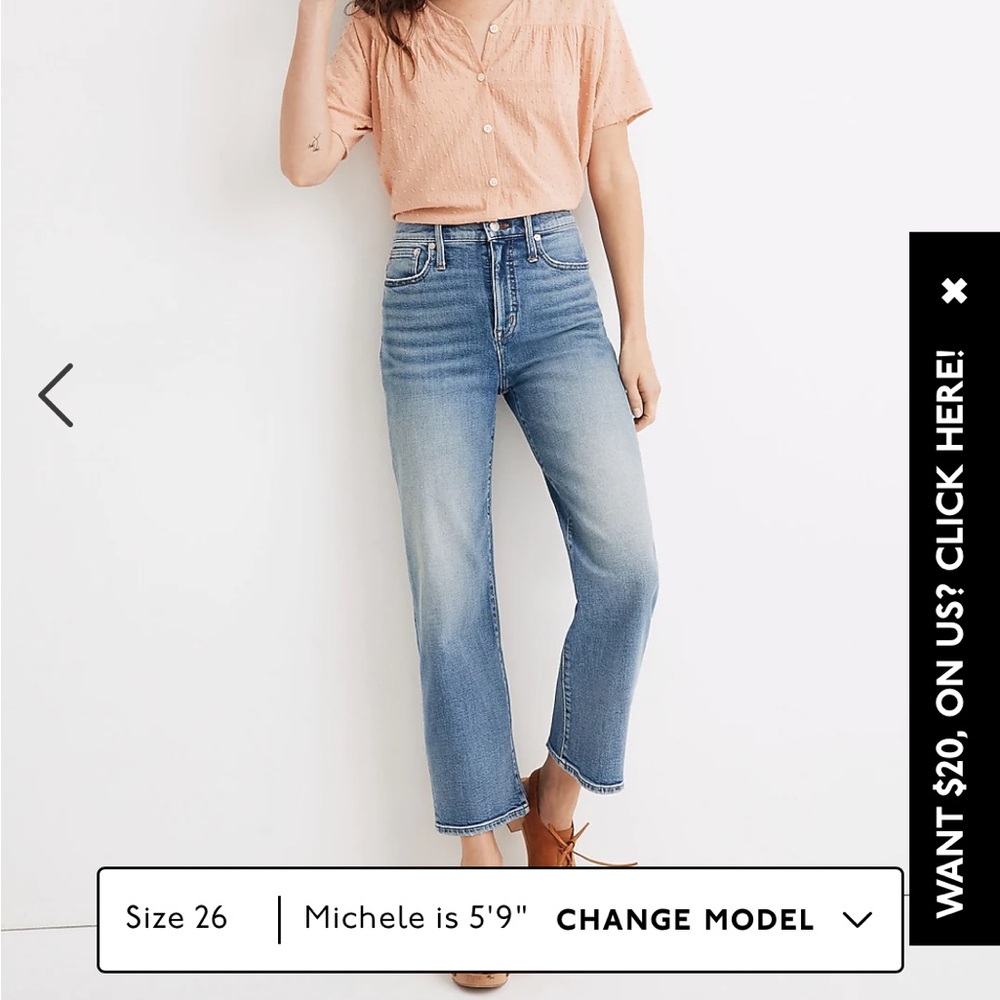 Madewell Slim Wide leg crop jeans